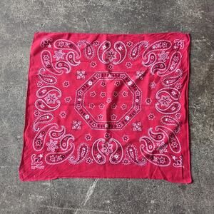 Vintage 50s Elephant Bandana Fast Color Red Paisley Handkerchief Selvedge Trunk